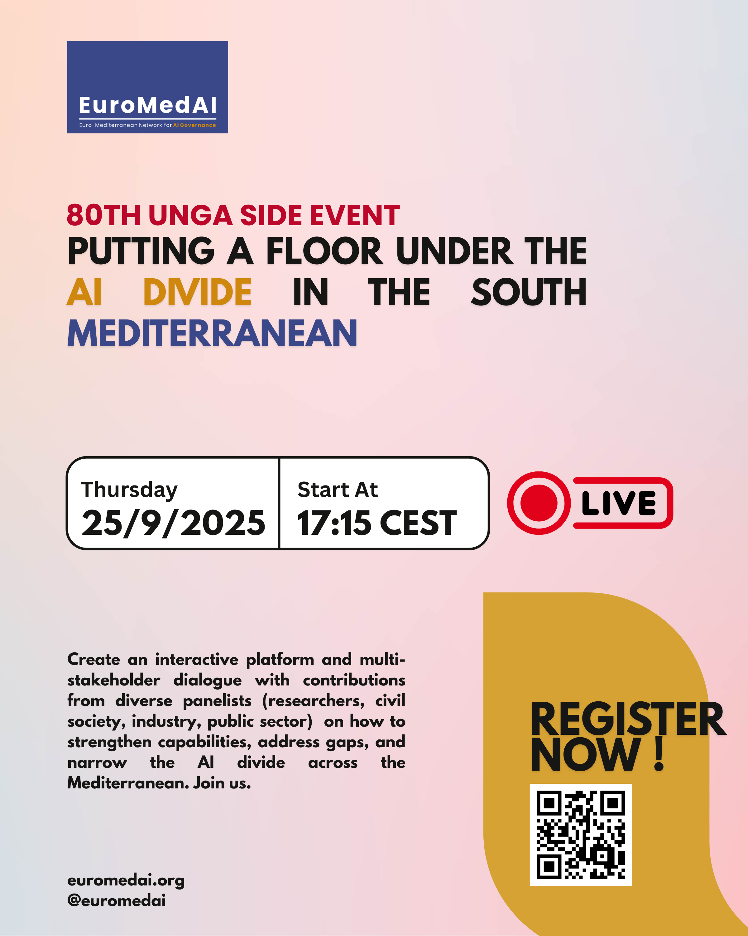 Join Our UNGA80 Side Event: Putting a Floor Under the AI Divide in the South Mediterranean